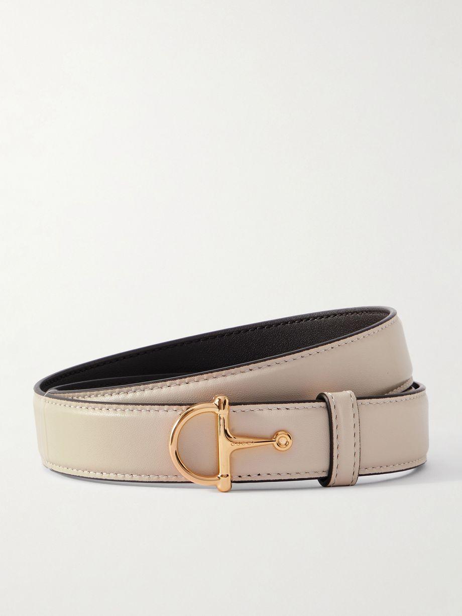 Horsebit-detailed textured-leather belt by GUCCI