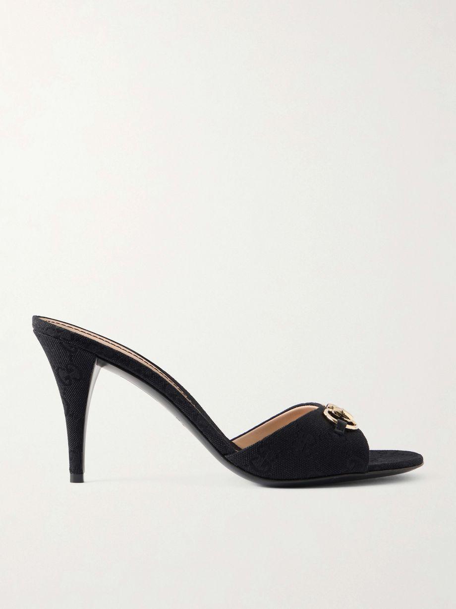Horsebit-embellished canvas-jacquard mules by GUCCI