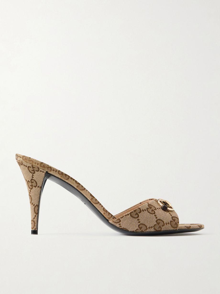 Horsebit-embellished canvas-jacquard mules by GUCCI