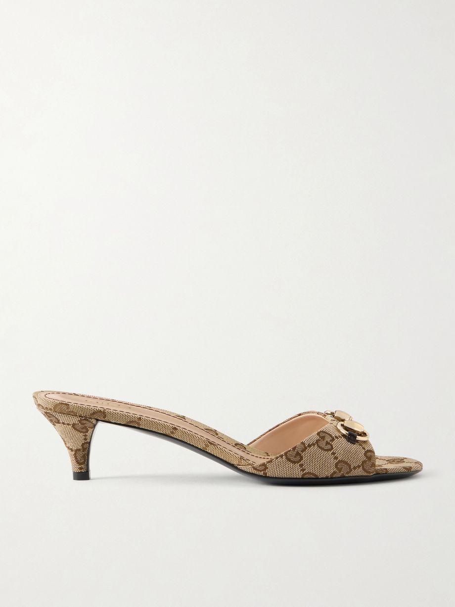 Horsebit-embellished canvas-jacquard sandals by GUCCI