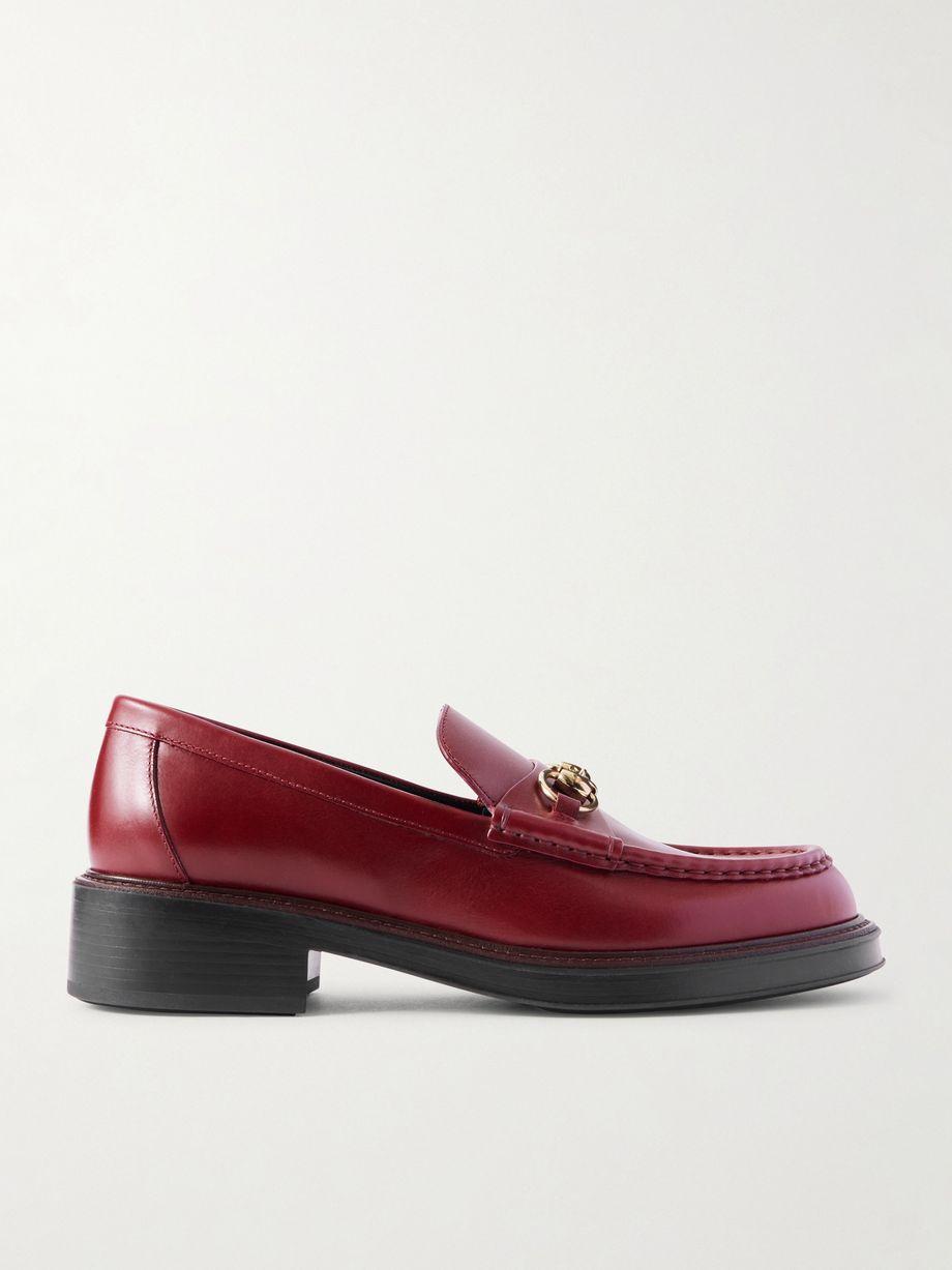 Horsebit embellished leather loafers by GUCCI