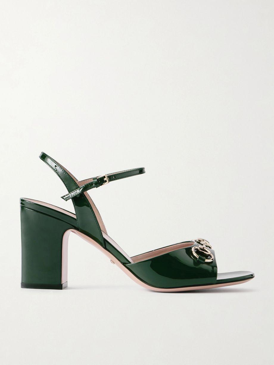 Horsebit-embellished patent-leather sandals by GUCCI