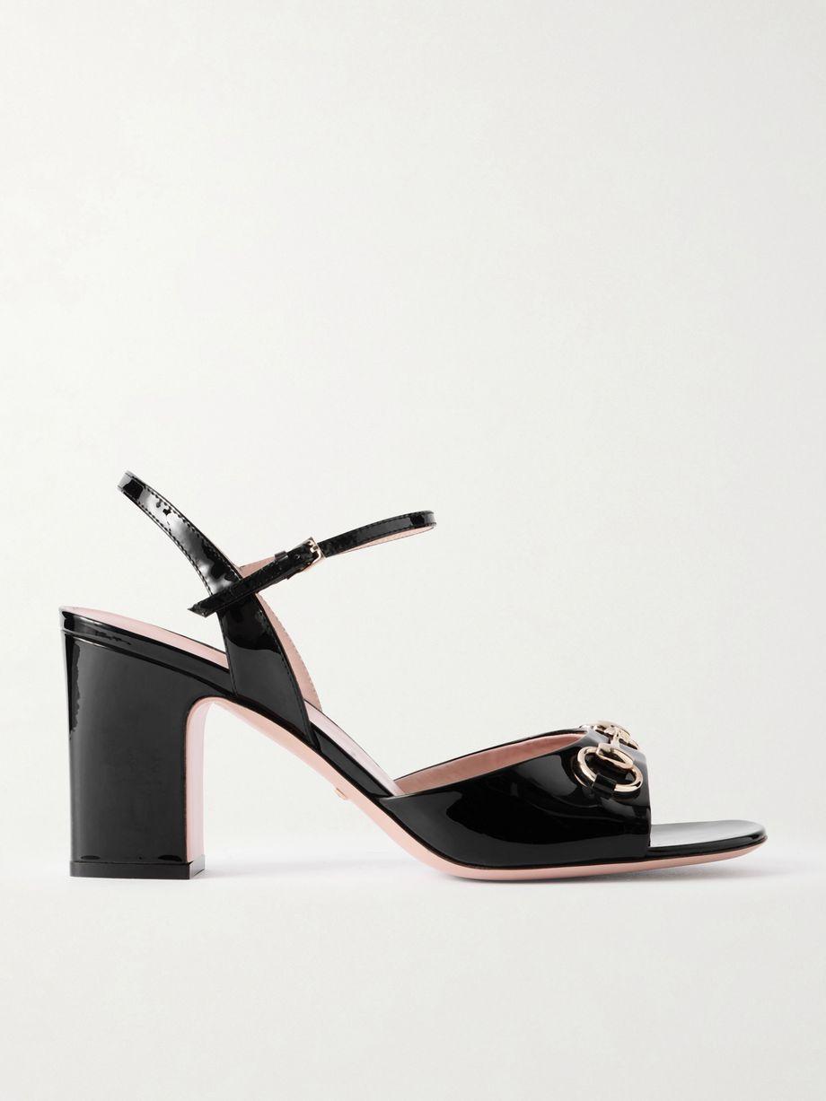 Horsebit-embellished patent-leather sandals by GUCCI