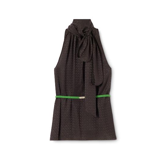 Horsebit silk jacquard dress by GUCCI