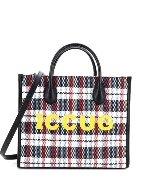 ICCUG Tote Embroidered Faux Raffia Small satchel by GUCCI 