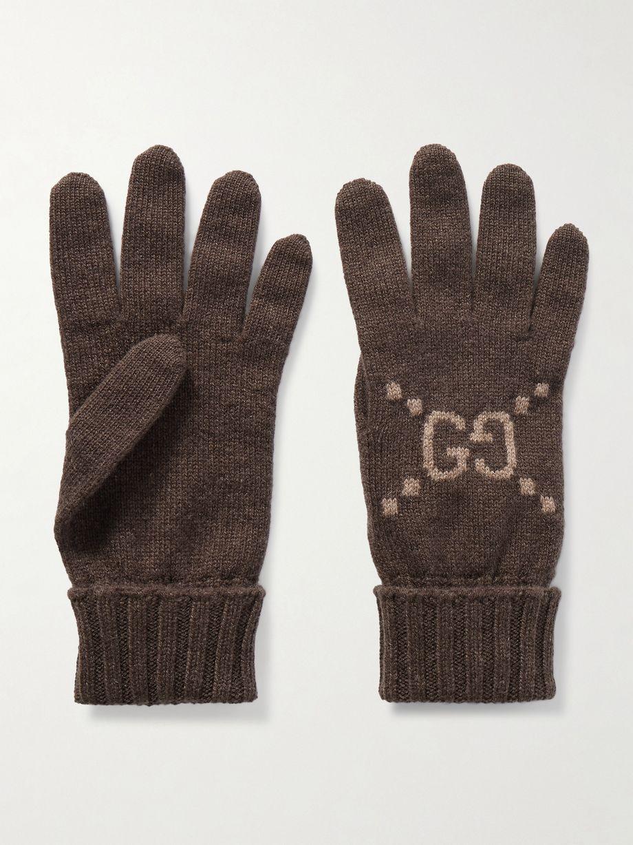 Intarsia-knit cashmere gloves by GUCCI