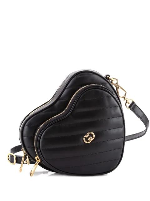 Interlocking G Heart Diagonal Quilted Leather Mini shoulder bag by GUCCI 