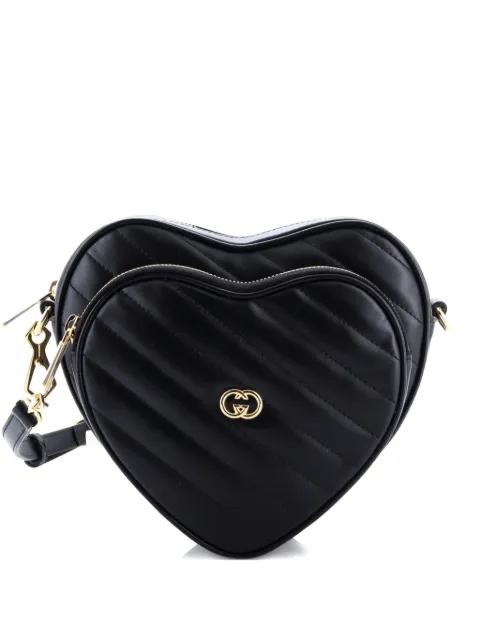 Interlocking G Heart Diagonal Quilted Leather Mini shoulder bag by GUCCI 