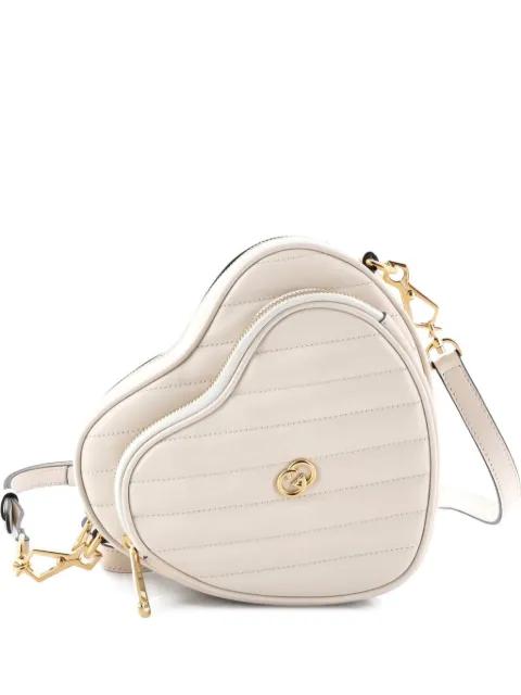 Interlocking G Heart Diagonal Quilted Leather Mini shoulder bag by GUCCI 