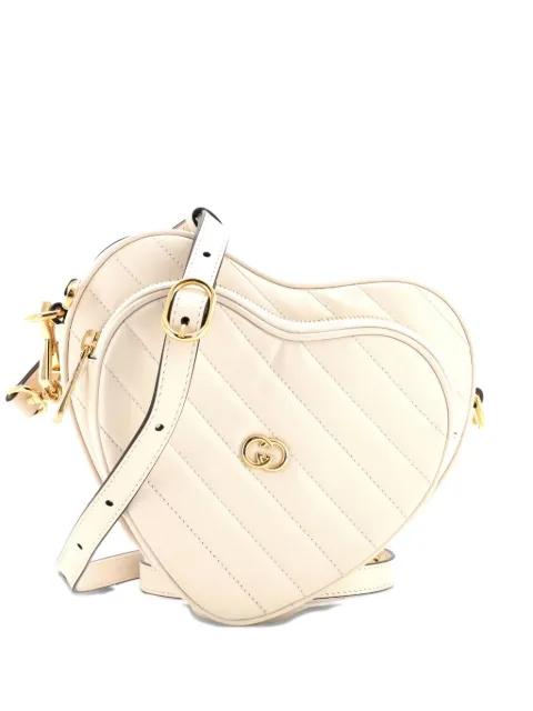 Interlocking G Heart Diagonal Quilted Leather Mini shoulder bag by GUCCI 