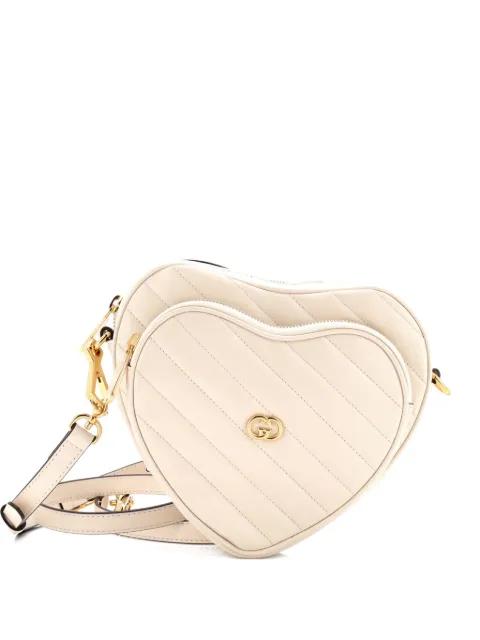 Interlocking G Heart Diagonal Quilted Leather Mini shoulder bag by GUCCI 