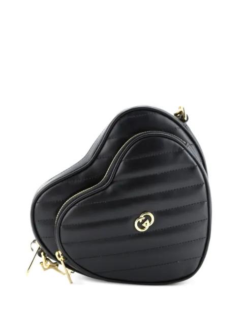 Interlocking G Heart Diagonal Quilted Leather Mini shoulder bag by GUCCI 