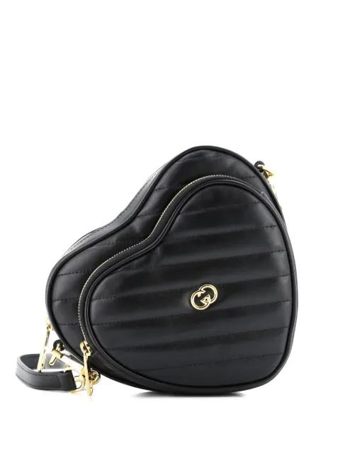 Interlocking G Heart Diagonal Quilted Leather Mini shoulder bag by GUCCI 