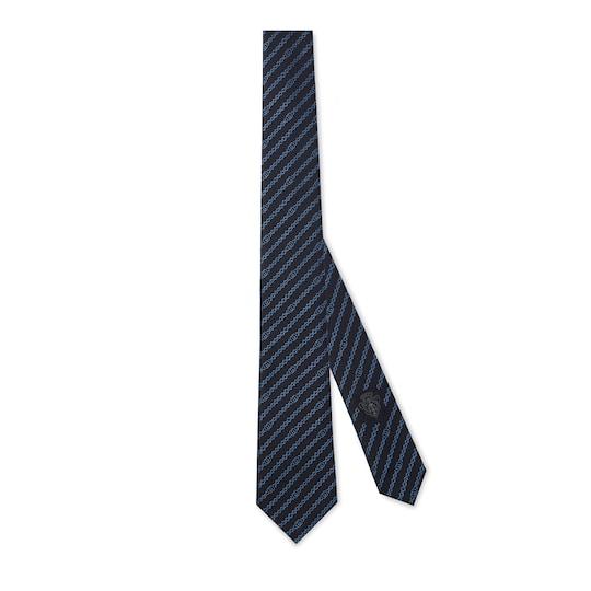 Interlocking G chain silk tie by GUCCI