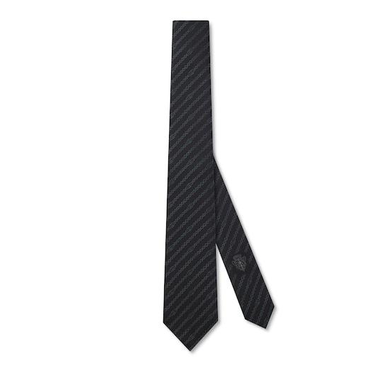 Interlocking G chain silk tie by GUCCI