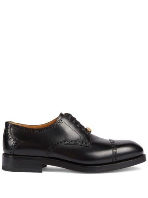 Interlocking G leather brogues by GUCCI