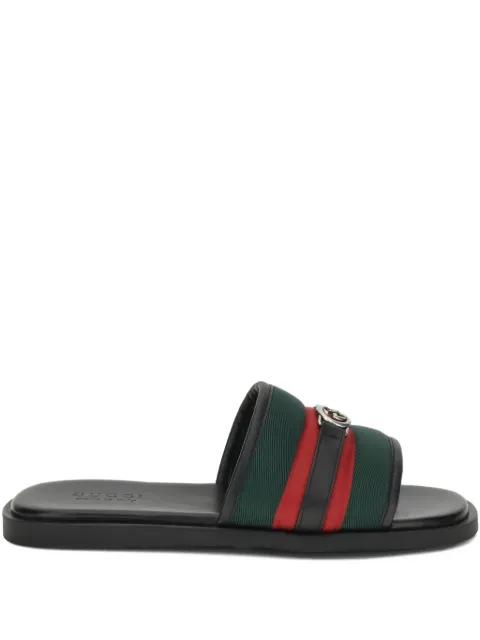 Interlocking G web-stripe sandals by GUCCI
