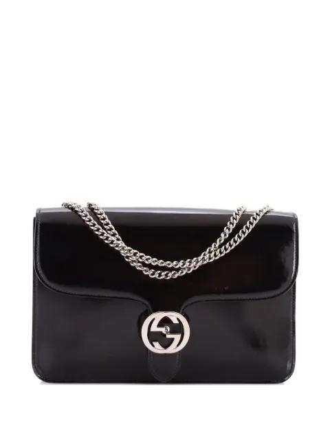 Interlocking Patent Medium shoulder bag by GUCCI 