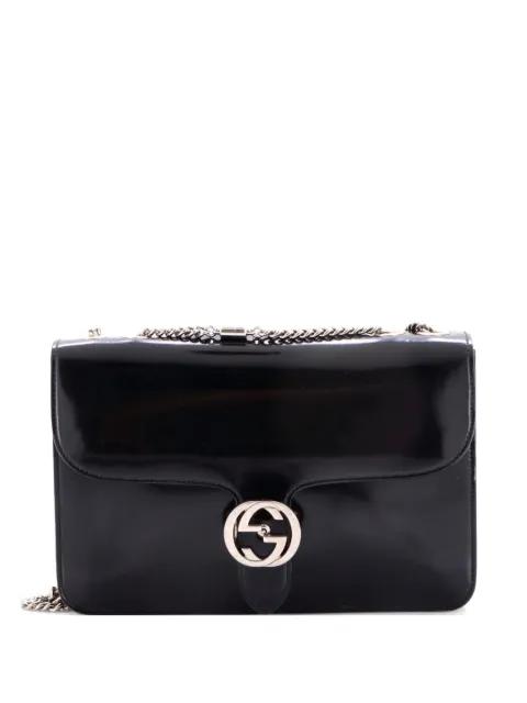 Interlocking Patent Medium shoulder bag by GUCCI 