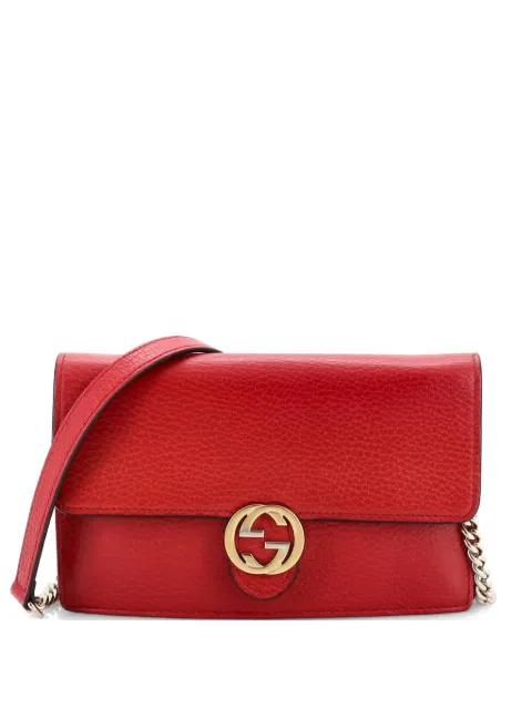 Interlocking Wallet on Chain Leather crossbody bag by GUCCI 