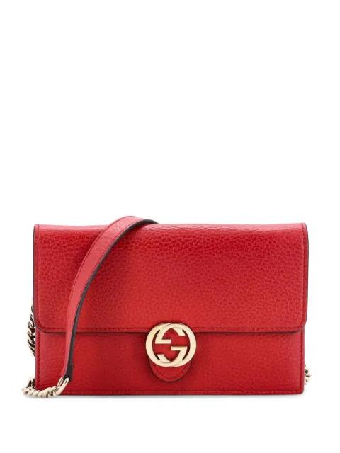 Interlocking Wallet on Chain Leather crossbody bag by GUCCI 