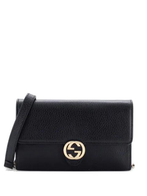 Interlocking Wallet on Chain Leather crossbody bag by GUCCI 