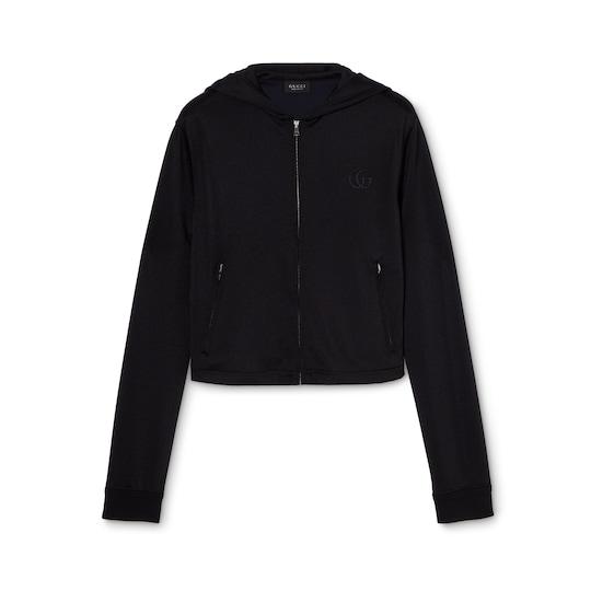 Jersey zip jacket with embroidery by GUCCI