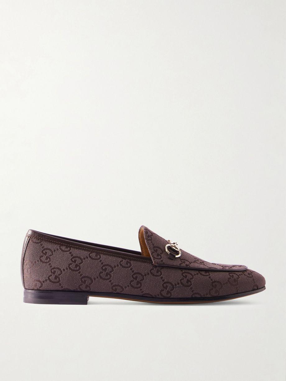 Jordaan horsebit-detailed leather-trimmed canvas-jacquard loafers by GUCCI