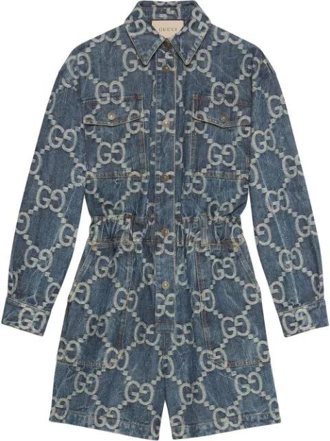 Jumbo GG denim playsuit by GUCCI