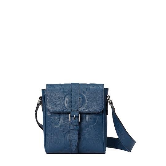 Jumbo GG small messenger bag in blue leather by GUCCI