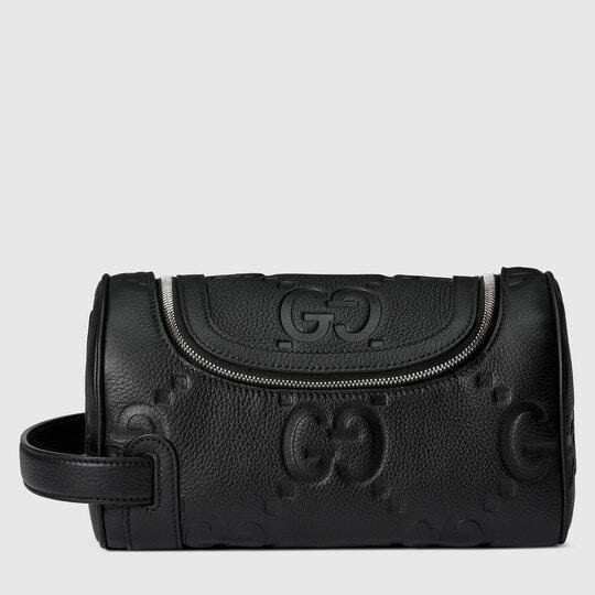 Jumbo GG small toiletry case in black leather by GUCCI