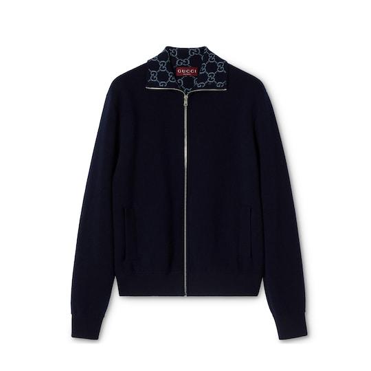 Knit double wool zip jacket by GUCCI