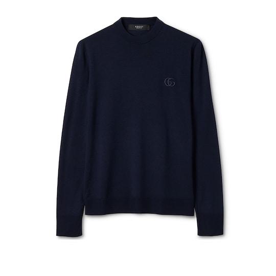 Knit wool sweater with embroidery by GUCCI
