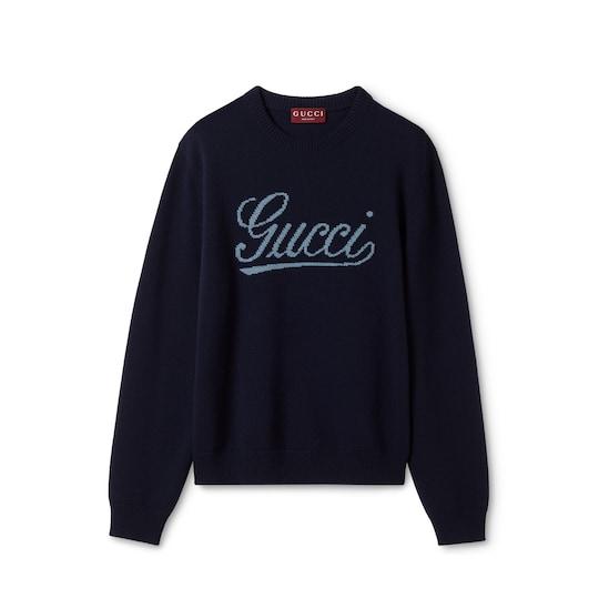 Knit wool sweater with intarsia by GUCCI