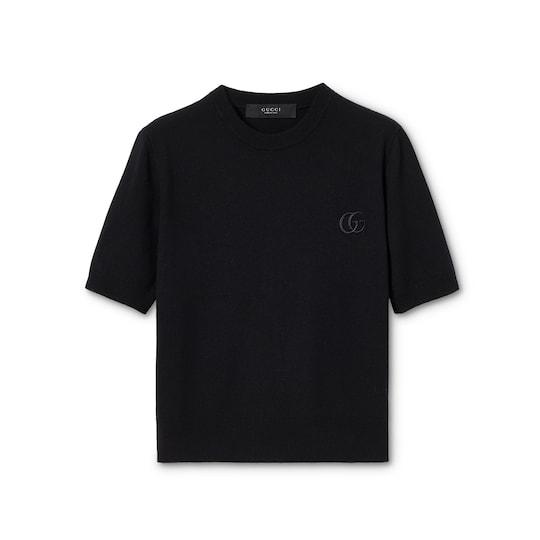 Knit wool top with embroidery by GUCCI