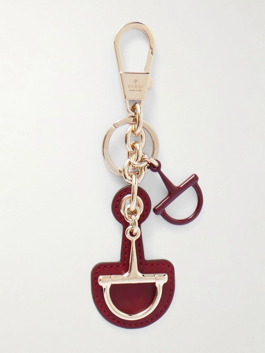 Leather, enamel and gold-tone key chain by GUCCI