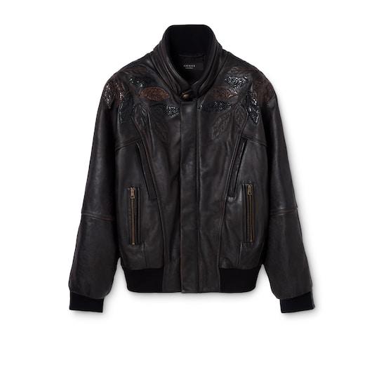 Leather with aged effect bomber jacket by GUCCI