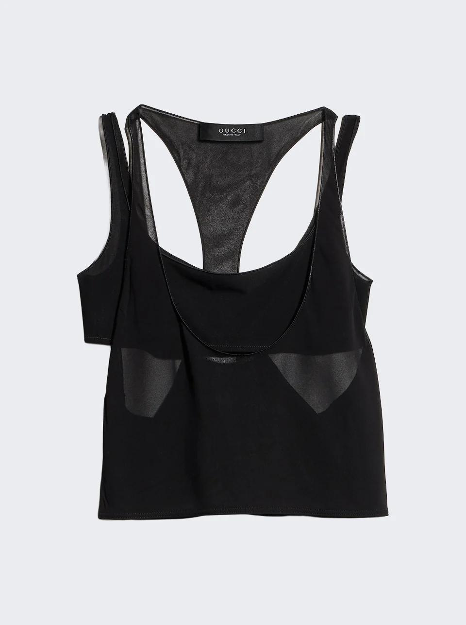 Light Crepe Jersey Bralette Set Black by GUCCI