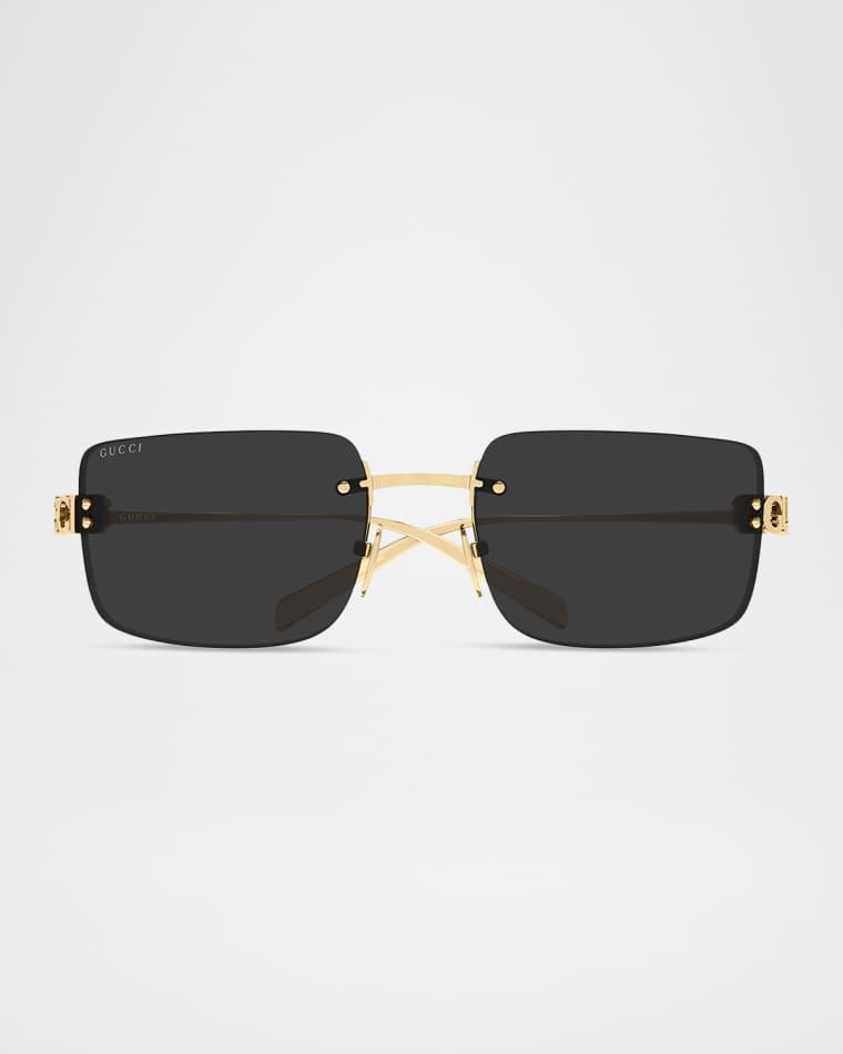 Logo 61mm Metal Rectangular Sunglasses by GUCCI