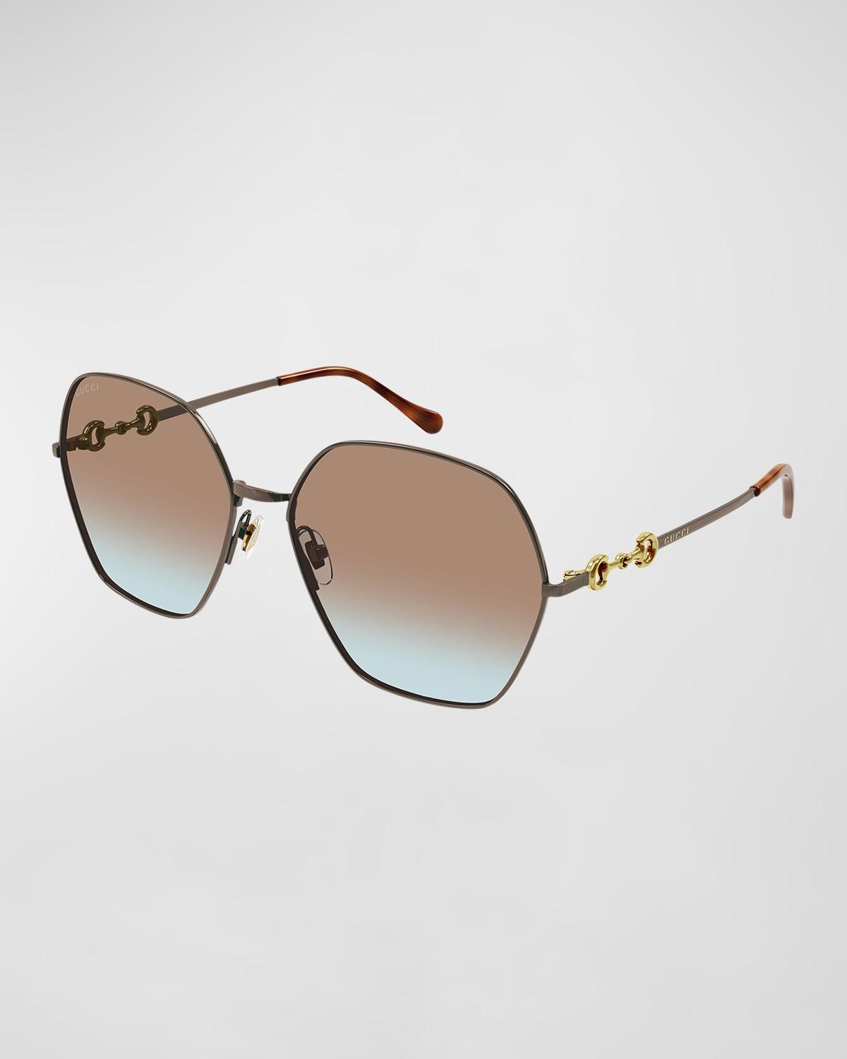 Logo Lock Metal Butterfly Sunglasses by GUCCI