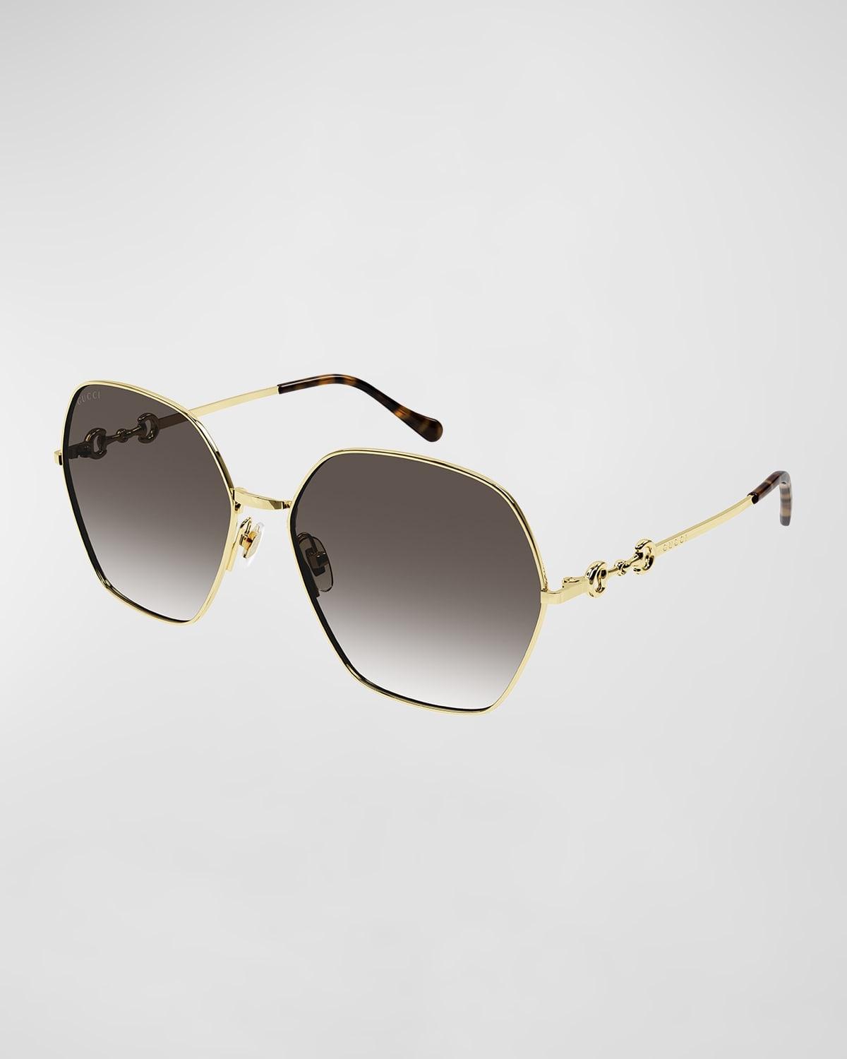 Logo Lock Metal Butterfly Sunglasses by GUCCI