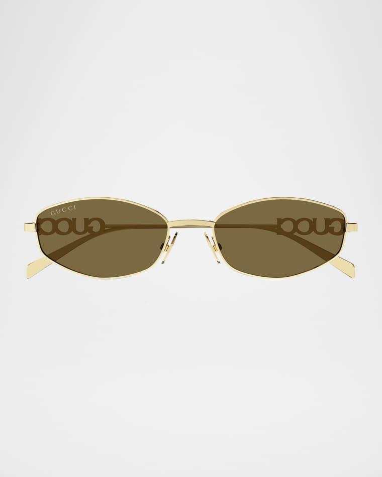 Logo Oval Metal Sunglasses by GUCCI