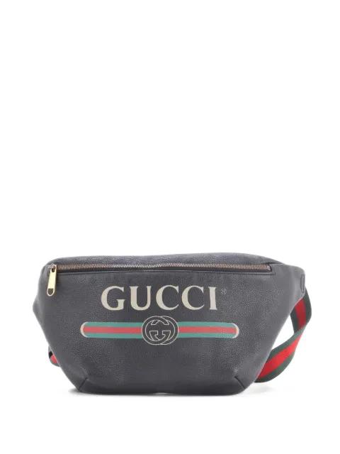 Logo Printed Leather Medium belt bag by GUCCI 