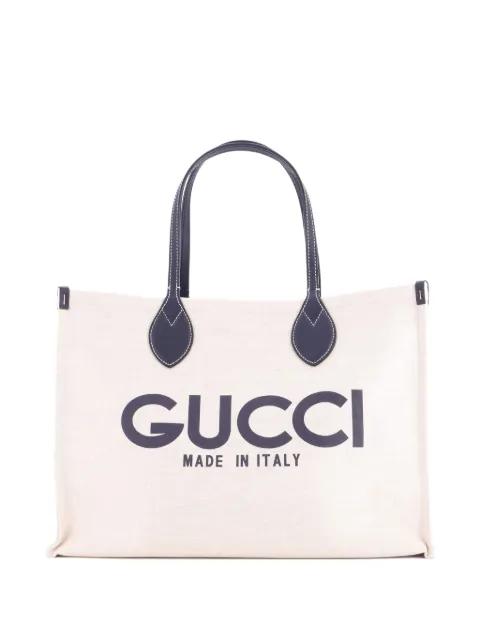 Logo Shopper Printed Canvas Medium tote bag by GUCCI 