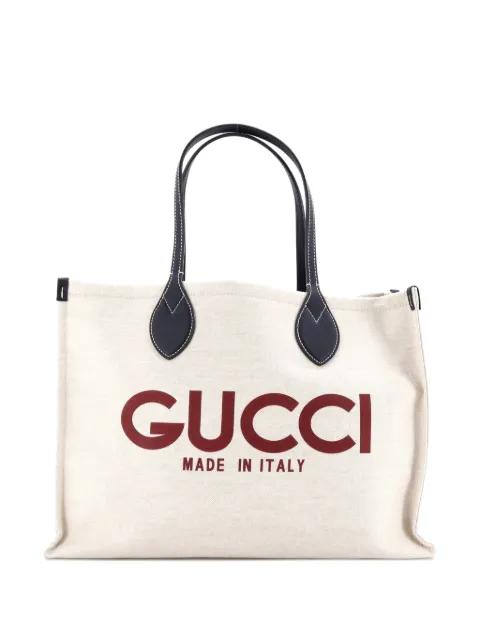 Logo Shopper Printed Canvas Medium tote bag by GUCCI 