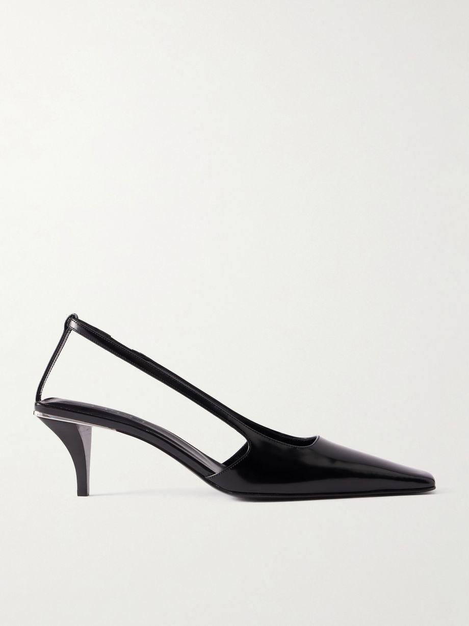 Logo-detailed glossed-leather slingback pumps by GUCCI