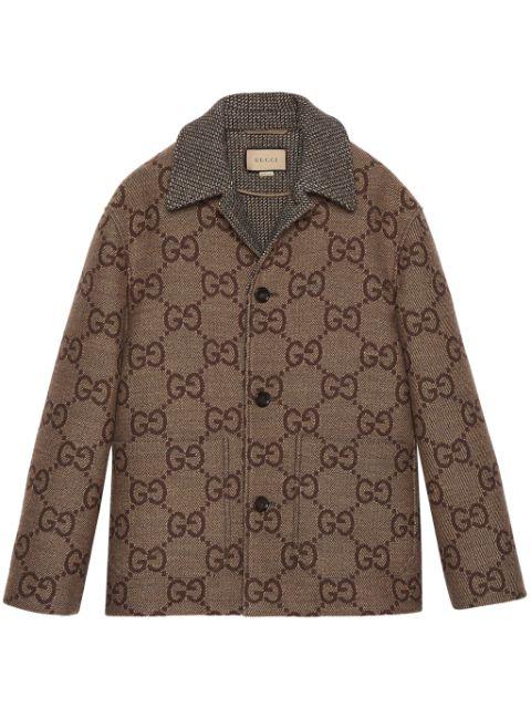 Maxi GG-jacquard wool jacket by GUCCI