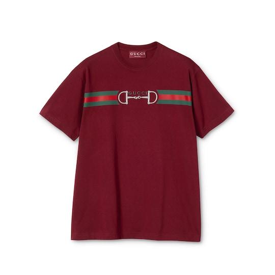 Medium cotton jersey T-shirt with print by GUCCI