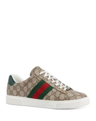 Men's Ace Canvas and Leather Sneakers by GUCCI