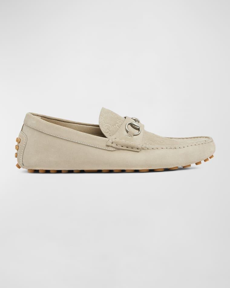 Men's Byorn Guccisima Suede Bit Loafers by GUCCI